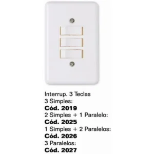 ILUMI INTERRUPTOR 3 SIMPLES BRANCO C/PLACA 2019 STYLUS